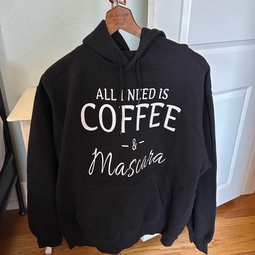 All I Need is Coffee & Mascara Black Graphic Hoodie
